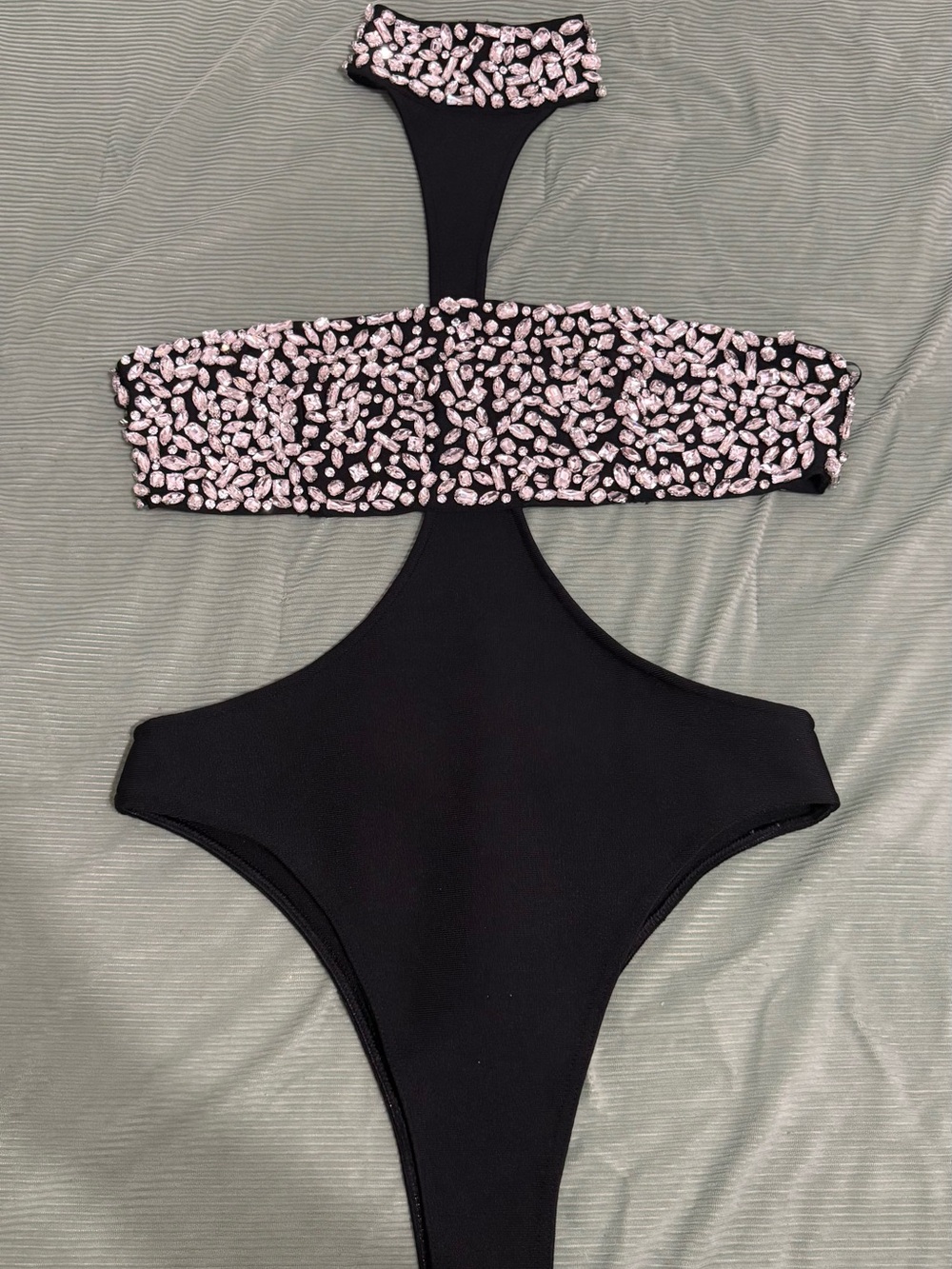 Black Bodysuit with Rhinestones